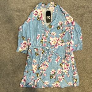Floral knit kimono robe